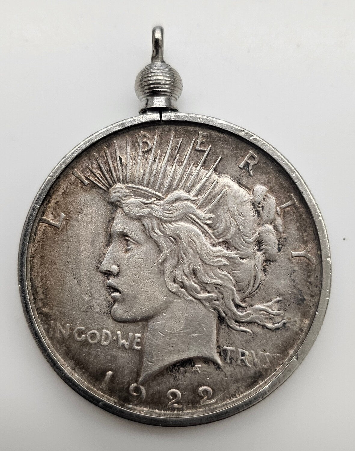 1922 Peace Dollar in Bezel Pendant Holder